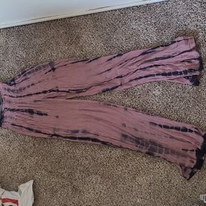 Tie Dye elastic waist semi wide leg pants